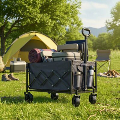 SONGMICS Chariot Pliable 4 Roues Renforcées Chariot de Jardin Grande Capacité 150L Extérieur Gris Gris - Publicité SONGMICS Chariot Pliable 4 Roues Renforcées Chariot de Jardin Grande Capacité 150L Extérieur Gris Gris - Publicité