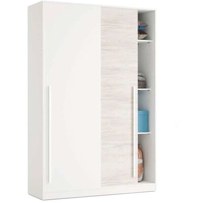 PEGANE Armoire avec 2 portes coulissantes coloris blanc artic - blanc poli - Hauteur 200 x Longueur 120 x Profondeur 50 cm Blanc - Publicité PEGANE Armoire avec 2 portes coulissantes coloris blanc artic - blanc poli - Hauteur 200 x Longueur 120 x Profondeur 50 cm Blanc - Publicité