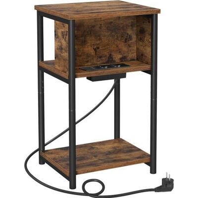 Table dAppoint - VASAGLE - 2 Prises CA - 2 Ports USB - Marron Rustique et Noir Marron - Publicité Table dAppoint - VASAGLE - 2 Prises CA - 2 Ports USB - Marron Rustique et Noir Marron - Publicité