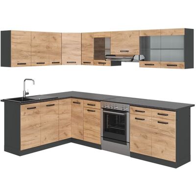 Cuisine dangle Rick 270x60cm PT À motifs noirs Chêne de force doré/Anthracite Vicco 38760 Jaune - Publicité Cuisine dangle Rick 270x60cm PT À motifs noirs Chêne de force doré/Anthracite Vicco 38760 Jaune - Publicité