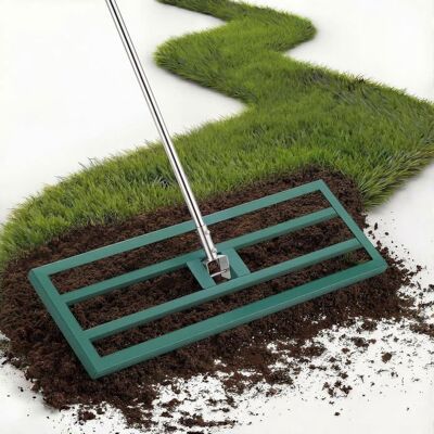YODOLLA Râteau de jardin - Acier Inoxydable Longueur Réglable 125-195cm - Pour Jardin Golf Sol - 195x75x25cm - Vert Vert - Publicité YODOLLA Râteau de jardin - Acier Inoxydable Longueur Réglable 125-195cm - Pour Jardin Golf Sol - 195x75x25cm - Vert Vert - Publicité