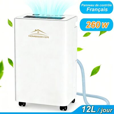 HOM2SEEKER Deshumidificateur dair Electrique 12L/jour - 260W - 3 Modes avec Mode Sèche-linge Professionnel pour 45m² Maison Bain Chambre Blanc - Publicité HOM2SEEKER Deshumidificateur dair Electrique 12L/jour - 260W - 3 Modes avec Mode Sèche-linge Professionnel pour 45m² Maison Bain Chambre Blanc - Publicité