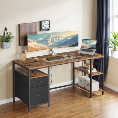 VASAGLE Bureau d’Ordinateur 2 Tiroirs 160 x 60 x 76 cm pour Bureau Salon Marron et Noir Marron - Publicité VASAGLE Bureau d’Ordinateur 2 Tiroirs 160 x 60 x 76 cm pour Bureau Salon Marron et Noir Marron - Publicité