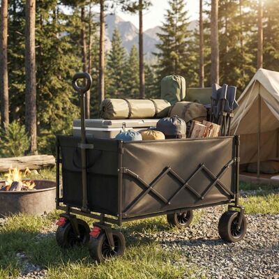 SONGMICS Brouette Pliable Grande Capacité 200L Chariot de Jardin avec Poignée Extérieur Charge 180 kg Noir Noir - Publicité SONGMICS Brouette Pliable Grande Capacité 200L Chariot de Jardin avec Poignée Extérieur Charge 180 kg Noir Noir - Publicité