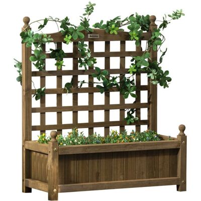 Jardinière avec treillis - Outsunny - inserts dirrigation inclus - charge max. 50 kg - 64 x 28 x 75 cm - bois sapin traité Marron - Publicité Jardinière avec treillis - Outsunny - inserts dirrigation inclus - charge max. 50 kg - 64 x 28 x 75 cm - bois sapin traité Marron - Publicité