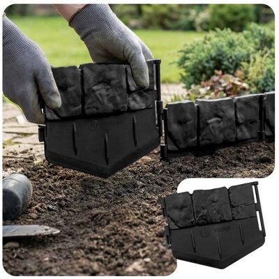 VOUNOT® Bordure de jardin imitation pierre 2.14m noir - Hauteur 14cm - Clôture gazon décorative ultra résistant - Lot de 14 Noir - Publicité VOUNOT® Bordure de jardin imitation pierre 2.14m noir - Hauteur 14cm - Clôture gazon décorative ultra résistant - Lot de 14 Noir - Publicité