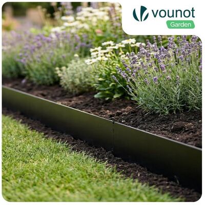 VOUNOT® Lot de 35 Bordure de jardin en métal flexible 100x18cm noir - Clôture gazon antirouille 35m Noir - Publicité VOUNOT® Lot de 35 Bordure de jardin en métal flexible 100x18cm noir - Clôture gazon antirouille 35m Noir - Publicité