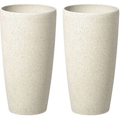 Beliani Ensemble de 2 Pots de Fleurs Beige - Décoration Moderne Extérieur Intérieur - Publicité Beliani Ensemble de 2 Pots de Fleurs Beige - Décoration Moderne Extérieur Intérieur - Publicité