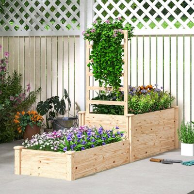 Generic Jardinière avec treillis à 2 bacs avec fond ouvert pour balcon terrasse patio 222 x 63 x 132 cm bois naturel Beige - Publicité Generic Jardinière avec treillis à 2 bacs avec fond ouvert pour balcon terrasse patio 222 x 63 x 132 cm bois naturel Beige - Publicité