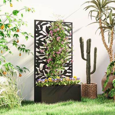 Generic Jardinière balcon avec treillis bac à fleurs rectangulaire grande taille panneau dintimité métal 61x23x113 cm noir Noir - Publicité Generic Jardinière balcon avec treillis bac à fleurs rectangulaire grande taille panneau dintimité métal 61x23x113 cm noir Noir - Publicité