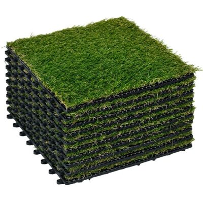 Gazon synthétique artificiel - Outsunny - set de 10 dalles carreaux épaisseur 3 cm à emboîter - PP - 30x30cm - vert - Publicité Gazon synthétique artificiel - Outsunny - set de 10 dalles carreaux épaisseur 3 cm à emboîter - PP - 30x30cm - vert - Publicité