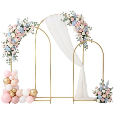 Lot de 3 arches de décoration métal doré 220 180 140 cm avec lestage TERRE JARDIN - Structure tubulaire carrée montage sans outil Jaune - Publicité Lot de 3 arches de décoration métal doré 220 180 140 cm avec lestage TERRE JARDIN - Structure tubulaire carrée montage sans outil Jaune - Publicité