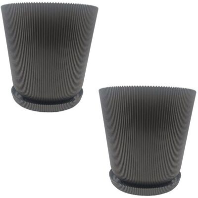 Relaxdays Pot de fleurs 2 pièces pot de plantation avec soucoupe H x D : 20 x 20 cm plastique gris foncé - Publicité Relaxdays Pot de fleurs 2 pièces pot de plantation avec soucoupe H x D : 20 x 20 cm plastique gris foncé - Publicité