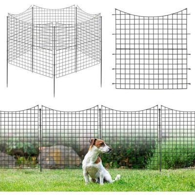 Clôture de jardin en métal Costway avec 5 panneaux et piquets - Barrière extérieure pour animaux - Publicité Clôture de jardin en métal Costway avec 5 panneaux et piquets - Barrière extérieure pour animaux - Publicité
