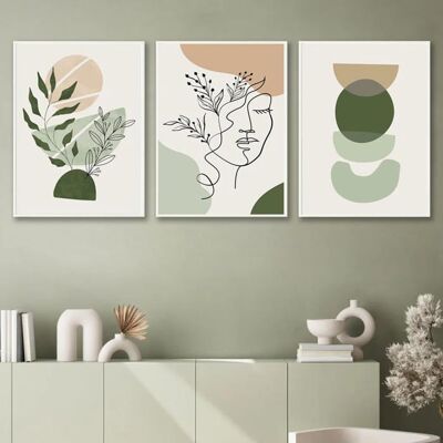 WOGNUSHGAL Affiches Abstrait Vert 50x70cm Tableau Boheme Salon Poster Geometrique Visage Femme Impression sur Toile Decoration sans cadre Vert - Publicité WOGNUSHGAL Affiches Abstrait Vert 50x70cm Tableau Boheme Salon Poster Geometrique Visage Femme Impression sur Toile Decoration sans cadre Vert - Publicité