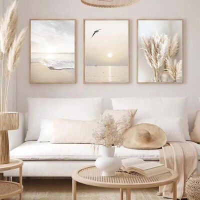 Affiche Nature Decoration Murale Beige Tableau Mer Plage Coucher Soleil Pampas Poster Bohème Impression sur Toile 40x50cm Sans Beige - Publicité Affiche Nature Decoration Murale Beige Tableau Mer Plage Coucher Soleil Pampas Poster Bohème Impression sur Toile 40x50cm Sans Beige - Publicité