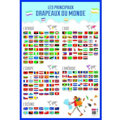 Poster drapeaux du monde - AC-DÉCO - L 76 x l 52 cm - Effaçable à sec - Multicolore - Pédagogique Bleu - Publicité Poster drapeaux du monde - AC-DÉCO - L 76 x l 52 cm - Effaçable à sec - Multicolore - Pédagogique Bleu - Publicité
