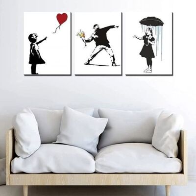 HAOPYOU Lot de 3 Affiches Street Art sur Toile 30x40 cm Motifs Graffiti Noir Blanc et Rouge Décoration Murale Moderne Sans Cadre TABLEAU - Publicité HAOPYOU Lot de 3 Affiches Street Art sur Toile 30x40 cm Motifs Graffiti Noir Blanc et Rouge Décoration Murale Moderne Sans Cadre TABLEAU - Publicité