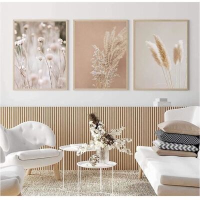 Lot De 3 Posters De Qualité Supérieure Motif Roseau De Pampas Beige Pour Salon Moderne Et Chambre À Coucher Beige - Publicité Lot De 3 Posters De Qualité Supérieure Motif Roseau De Pampas Beige Pour Salon Moderne Et Chambre À Coucher Beige - Publicité