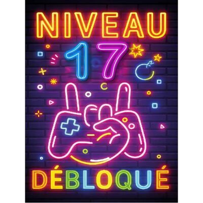 FALSE Plaque Métal Anniversaire Enfant Garçon Fille 17 Ans – “Niveau 17 Débloqué” – Déco Gamer Effet Néon Rétro – 15x20 cm... Publicité FALSE Plaque Métal Anniversaire Enfant Garçon Fille 17 Ans – “Niveau 17 Débloqué” – Déco Gamer Effet Néon Rétro – 15x20 cm... Publicité