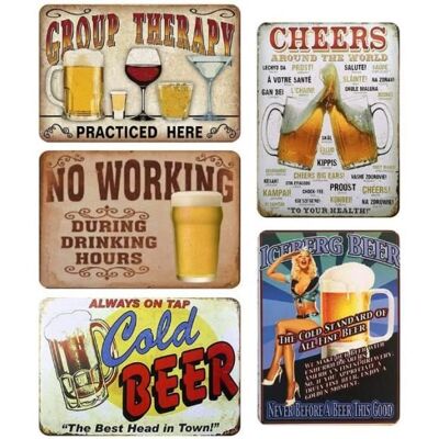 5 Pièces Vintage Métal Peinture Affiche Plaque Murale Décorations Murales dart en Fer Rétro pour Café Bar Pub Accueil Bière Blanc - Publicité 5 Pièces Vintage Métal Peinture Affiche Plaque Murale Décorations Murales dart en Fer Rétro pour Café Bar Pub Accueil Bière Blanc - Publicité