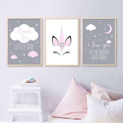 DLZAOAO 3 Affiches 30x40 Enfant Tableaux Deco Murale Chambre Bebe Animaux Licorne Citations Nuage Posters Peinture sur Toile Decoration - Publicité DLZAOAO 3 Affiches 30x40 Enfant Tableaux Deco Murale Chambre Bebe Animaux Licorne Citations Nuage Posters Peinture sur Toile Decoration - Publicité