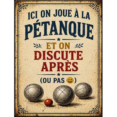 FALSE Plaque Métal Pétanque – Déco Jardin Apéro Amis – Style Vintage Humoristique 15x20 cm - Publicité FALSE Plaque Métal Pétanque – Déco Jardin Apéro Amis – Style Vintage Humoristique 15x20 cm - Publicité