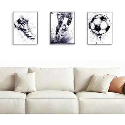 CHENZP Lot de 3 Football Posters Noir et Blanc Bleuâtre Toiles Salon Tableau Decoration Murale Poster Mural Sans Cadre (30×40cm) - Publicité CHENZP Lot de 3 Football Posters Noir et Blanc Bleuâtre Toiles Salon Tableau Decoration Murale Poster Mural Sans Cadre (30×40cm) - Publicité