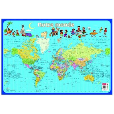 AC-DÉCO Poster pédagogique - Monde - 52 x 76 cm Bleu - Publicité AC-DÉCO Poster pédagogique - Monde - 52 x 76 cm Bleu - Publicité
