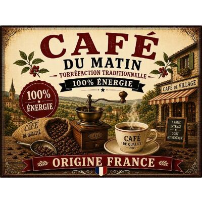 FALSE Plaque Métal Café du Matin – Déco Cuisine Bar Bistrot Café Vintage 15x20 cm - Publicité FALSE Plaque Métal Café du Matin – Déco Cuisine Bar Bistrot Café Vintage 15x20 cm - Publicité
