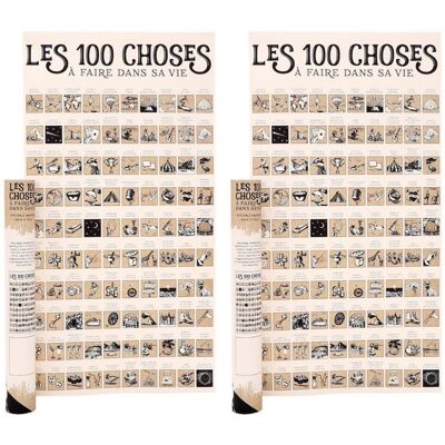 Sil Poster à gratter Les 100 choses à faire dans sa vie (Lot de 2) Beige - Publicité Sil Poster à gratter Les 100 choses à faire dans sa vie (Lot de 2) Beige - Publicité