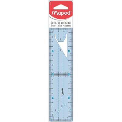 Outil de traçage 2 en 1 - Règle 20 cm - Equerre 45° et 60° - Incassable - Maped - Publicité Outil de traçage 2 en 1 - Règle 20 cm - Equerre 45° et 60° - Incassable - Maped - Publicité