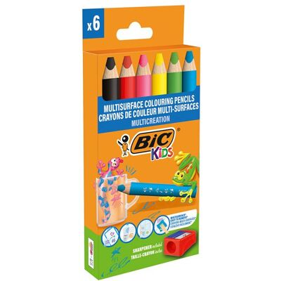Crayons de couleur - BIC - Kids - 6 crayons - Multi-surfaces - Pour enfants à partir de 3 ans - Publicité Crayons de couleur - BIC - Kids - 6 crayons - Multi-surfaces - Pour enfants à partir de 3 ans - Publicité