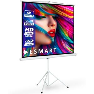 ESMART Economy EXS Trépied Écran 200 x 200 cm (111) Format 1:1 Home cinéma Beamer Écran de projection LCD LED Blanc - Publicité ESMART Economy EXS Trépied Écran 200 x 200 cm (111) Format 1:1 Home cinéma Beamer Écran de projection LCD LED Blanc - Publicité