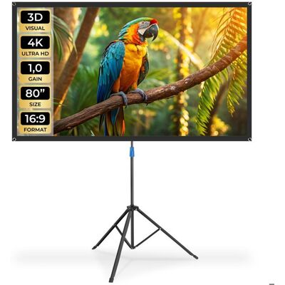 Écran - TECTAKE - Écran de projection CINÉMA avec trépied pliable 16:9 4K HD 80 pouces facteur gain 10 - Blanc Blanc - Publicité Écran - TECTAKE - Écran de projection CINÉMA avec trépied pliable 16:9 4K HD 80 pouces facteur gain 10 - Blanc Blanc - Publicité