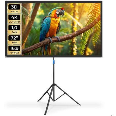 Écran - TECTAKE - Écran de projection CINÉMA avec trépied pliable 16:9 4K HD 72 pouces facteur gain 10 - Blanc Blanc - Publicité Écran - TECTAKE - Écran de projection CINÉMA avec trépied pliable 16:9 4K HD 72 pouces facteur gain 10 - Blanc Blanc - Publicité