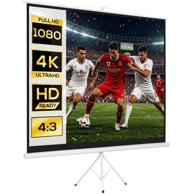 Écran de projection avec trépied - HOMCOM - 120 pouces 4k hd 4:3 pliable réglable en hauteur home cinéma - métal - blanc Blanc - Publicité Écran de projection avec trépied - HOMCOM - 120 pouces 4k hd 4:3 pliable réglable en hauteur home cinéma - métal - blanc Blanc - Publicité