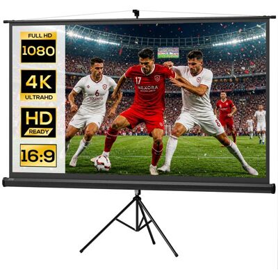 Écran de projection - HOMCOM - 100 pouces 4K HD 16:9 - support trépied hauteur réglable - plastique et métal - 2358 x 136 cm - noir Noir - Publicité Écran de projection - HOMCOM - 100 pouces 4K HD 16:9 - support trépied hauteur réglable - plastique et métal - 2358 x 136 cm - noir Noir - Publicité