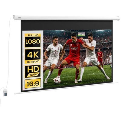 Écran de projection - HOMCOM - 120 pouces 16:9 4K HD motorisé électrique mural plafond - acier - blanc Blanc - Publicité Écran de projection - HOMCOM - 120 pouces 16:9 4K HD motorisé électrique mural plafond - acier - blanc Blanc - Publicité