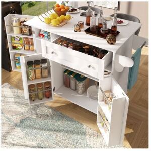 Desserte de cuisine - LEYTN -Îlot de cuisine -plan de travail -4 roulettes séparateurs réglables 1 tiroirsblanc Blanc - Publicité Desserte de cuisine - LEYTN -Îlot de cuisine -plan de travail -4 roulettes séparateurs réglables 1 tiroirsblanc Blanc - Publicité