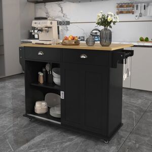 Desserte de cuisine - LEYTN -Îlot de cuisine -portes de rangement - roulettes et pieds - plan de travail rabattable-noir Noir - Publicité Desserte de cuisine - LEYTN -Îlot de cuisine -portes de rangement - roulettes et pieds - plan de travail rabattable-noir Noir - Publicité