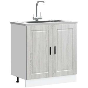 Meuble bas pour évier - vidaXL - Porto - Sonoma gris - Bois dingénierie - 80x46x815 cm - Capacité 60 kg Gris - Publicité Meuble bas pour évier - vidaXL - Porto - Sonoma gris - Bois dingénierie - 80x46x815 cm - Capacité 60 kg Gris - Publicité