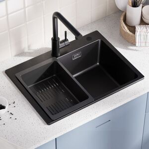 SOFETIY MAX 60x45CM Évier de Cuisine en Granit - Évier 1 Bac Noir avec Panier égouttoir - pour Armoire de 60 cm Noir - Publicité SOFETIY MAX 60x45CM Évier de Cuisine en Granit - Évier 1 Bac Noir avec Panier égouttoir - pour Armoire de 60 cm Noir - Publicité