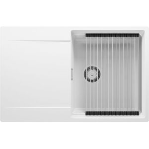 PRIMAGRAN Evier Cuisine en Granit Blanc 78 x 50 cm Évier 1 bac + Kit de Vidage Évier au meuble 50cm - San Francisco 780-50 Level Blanc - Publicité PRIMAGRAN Evier Cuisine en Granit Blanc 78 x 50 cm Évier 1 bac + Kit de Vidage Évier au meuble 50cm - San Francisco 780-50 Level Blanc - Publicité