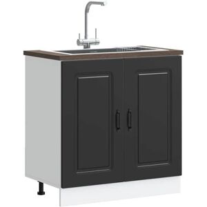 Meuble sous-évier - vidaXL - Kalmar - Noir - Bois dingénierie - 80x46x815 cm Noir - Publicité Meuble sous-évier - vidaXL - Kalmar - Noir - Bois dingénierie - 80x46x815 cm Noir - Publicité