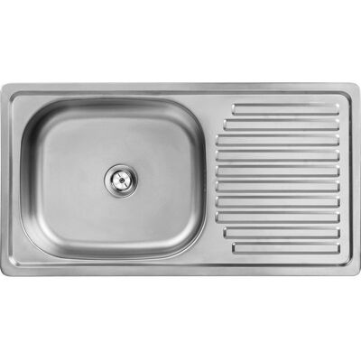 Évier encastré en métal à une cuve avec égouttoir en acier inoxydable Trafis Kuchinox Gris - Publicité Évier encastré en métal à une cuve avec égouttoir en acier inoxydable Trafis Kuchinox Gris - Publicité