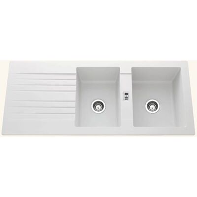 SANS MARQUE Évier résine blanc PLUTON 2 bacs 1 égouttoir 500x1160 Blanc - Publicité SANS MARQUE Évier résine blanc PLUTON 2 bacs 1 égouttoir 500x1160 Blanc - Publicité