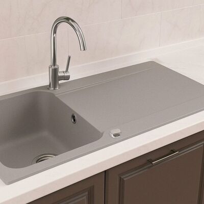 Lisse Évier réversible 1 grande cuve 1 égouttoir en résine - Gris - Essebagno Gris - Publicité Lisse Évier réversible 1 grande cuve 1 égouttoir en résine - Gris - Essebagno Gris - Publicité