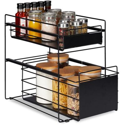 Relaxdays Organiseur de placard 2 paniers rangement cuisine et salle de bain coulissant HLP 39 5x25x40 5 cm noir Noir - Publicité Relaxdays Organiseur de placard 2 paniers rangement cuisine et salle de bain coulissant HLP 39 5x25x40 5 cm noir Noir - Publicité