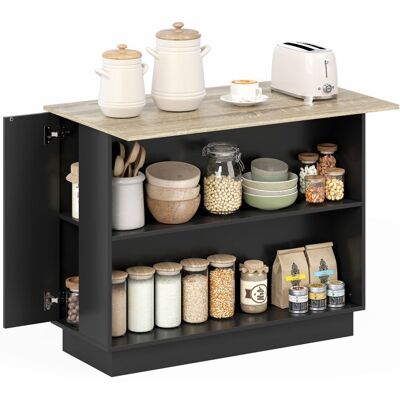 Desserte îlot de cuisine - HOMCOM - meuble service 105x60 cm étagère réglable 2 placards - bois - noir Noir - Publicité Desserte îlot de cuisine - HOMCOM - meuble service 105x60 cm étagère réglable 2 placards - bois - noir Noir - Publicité